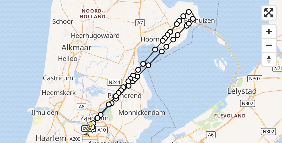 Routekaart van de vlucht: Lifeliner 1 naar Amsterdam Heliport, Pontmeyer