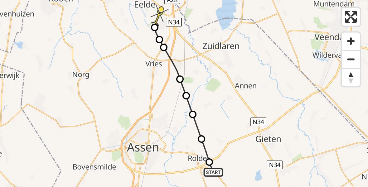 Routekaart van de vlucht: Lifeliner 4 naar Groningen Airport Eelde, De Ziel