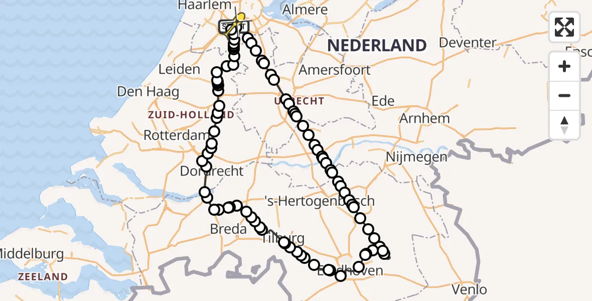 Routekaart van de vlucht: Politieheli naar Schiphol, Schipholweg