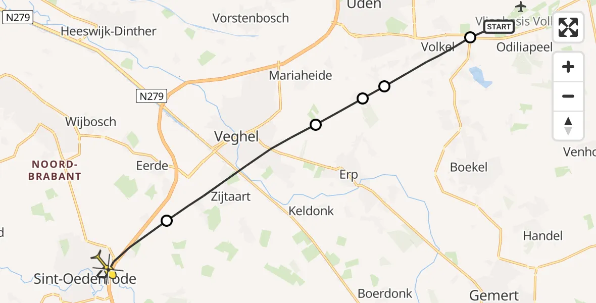 Routekaart van de vlucht: Lifeliner 3 naar Sint-Oedenrode, Zeelandsedijk