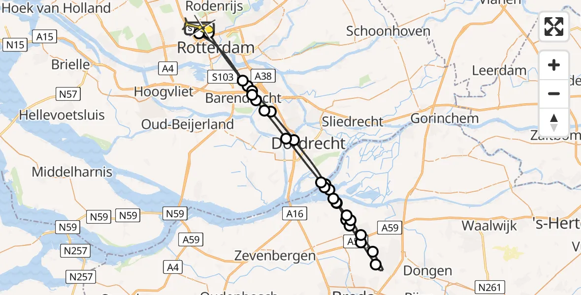 Routekaart van de vlucht: Lifeliner 2 naar Rotterdam The Hague Airport, Hilda Verwey-Jonkerstraat