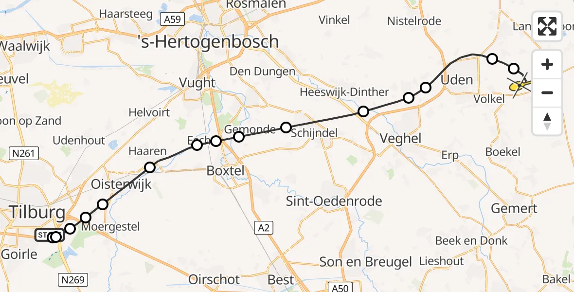 Routekaart van de vlucht: Lifeliner 3 naar Vliegbasis Volkel, Ambrosiusweg