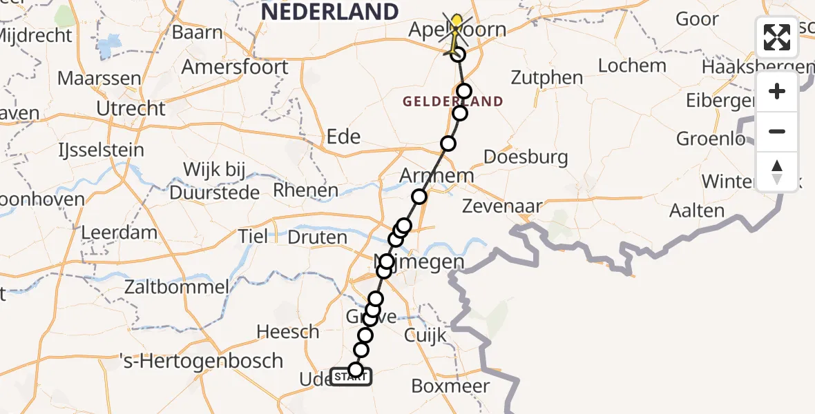 Routekaart van de vlucht: Lifeliner 3 naar Apeldoorn, Houtvennen