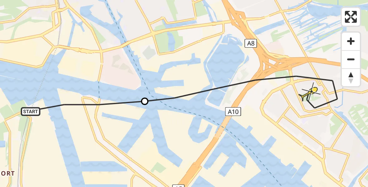 Routekaart van de vlucht: Lifeliner 1 naar Amsterdam, Kombuisweg
