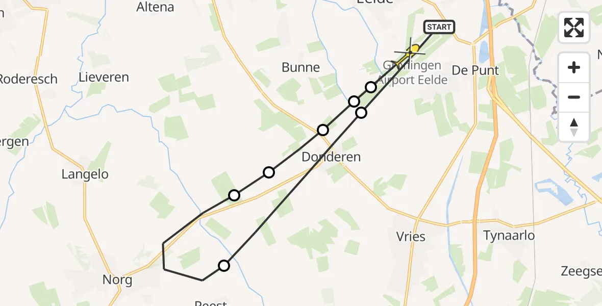 Routekaart van de vlucht: Lifeliner 4 naar Groningen Airport Eelde, Luchtenburgerweg