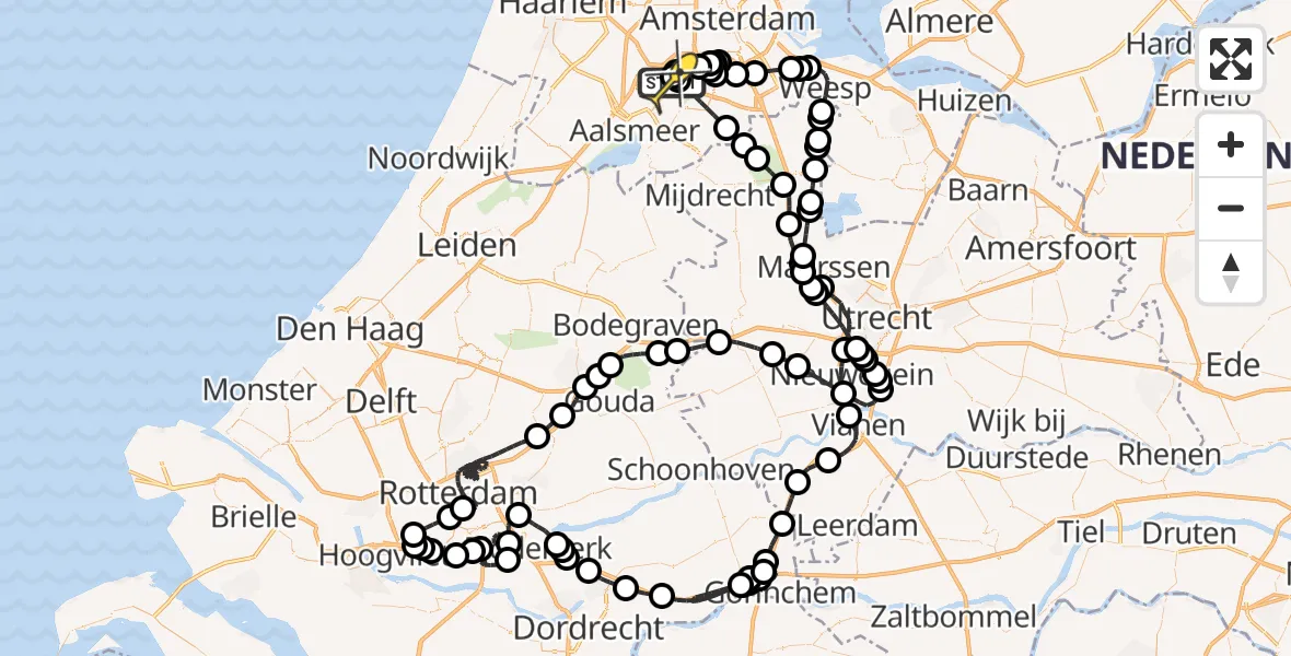 Routekaart van de vlucht: Politieheli naar Schiphol, Kraayveldstraat