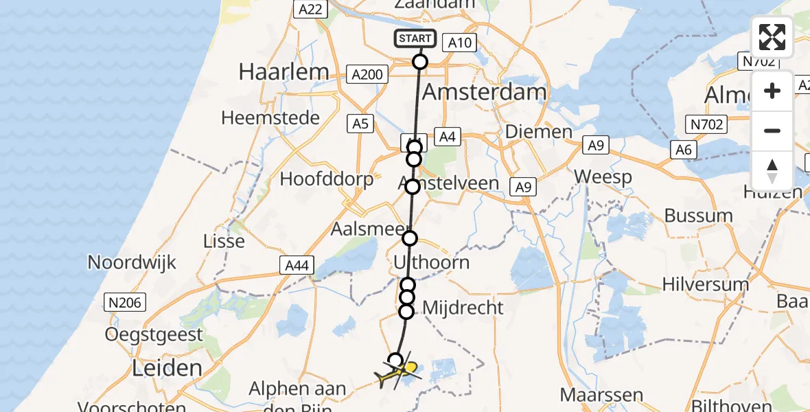 Routekaart van de vlucht: Lifeliner 1 naar Nieuwkoop, Lipariweg