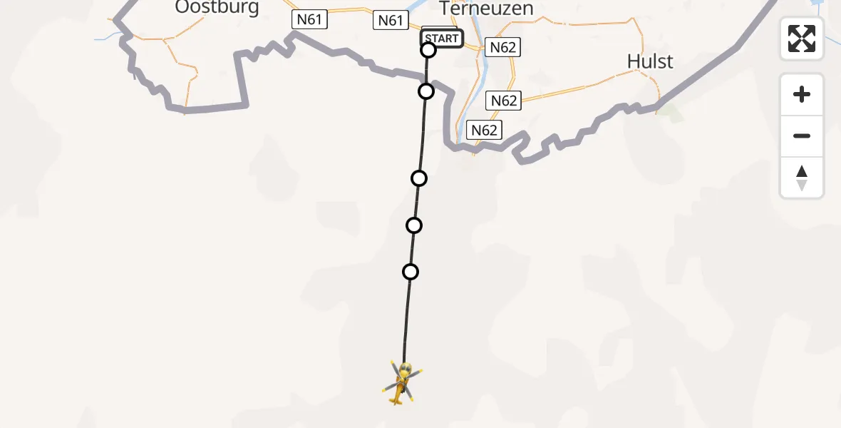 Vluchtroute Traumahelikopter Hoek - , 17 augustus 2025, 21:30