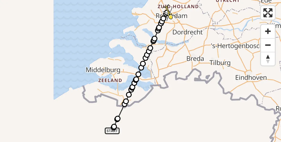 Routekaart van de vlucht: Lifeliner 2 naar Rotterdam The Hague Airport, Brandenburgbaan