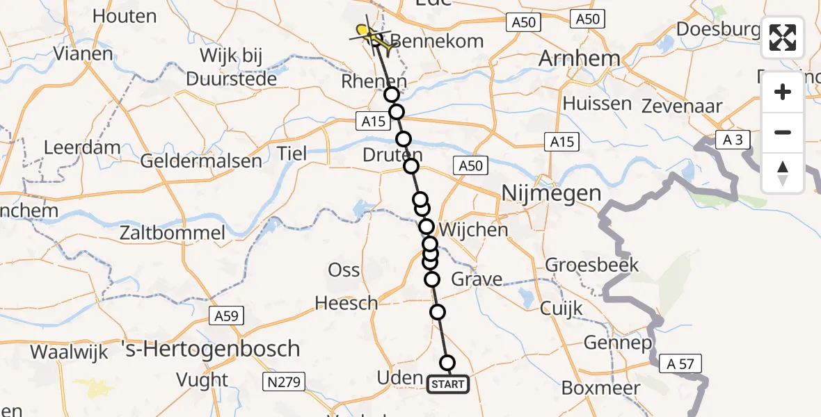 Routekaart van de vlucht: Lifeliner 3 naar Veenendaal, Houtvennen