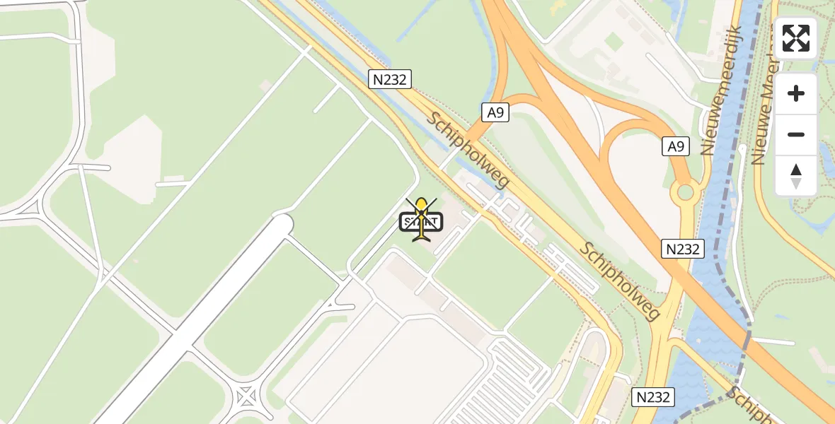 Vluchtroute Politiehelikopter van Schiphol naar Schiphol