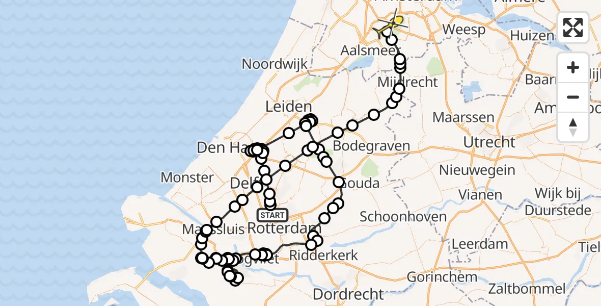 Routekaart van de vlucht: Politieheli naar Schiphol, Molenweg
