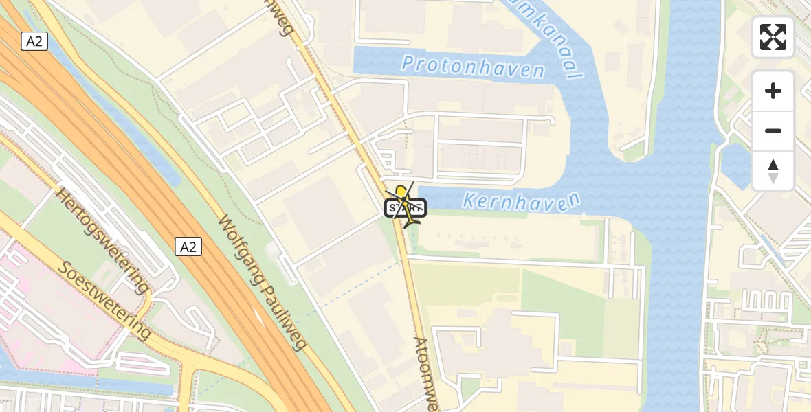 Routekaart van de vlucht: Lifeliner 1 naar Utrecht, Atoomweg