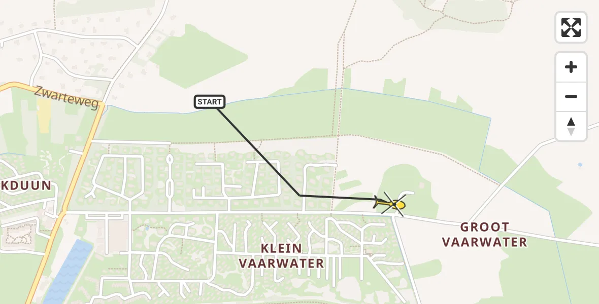 Routekaart van de vlucht: Ambulanceheli naar Buren, Klein Vaarwaterweg