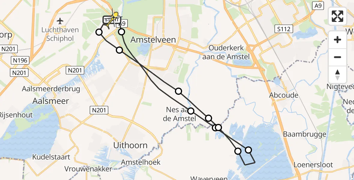 Vluchtroute Politiehelikopter van Schiphol naar Schiphol
