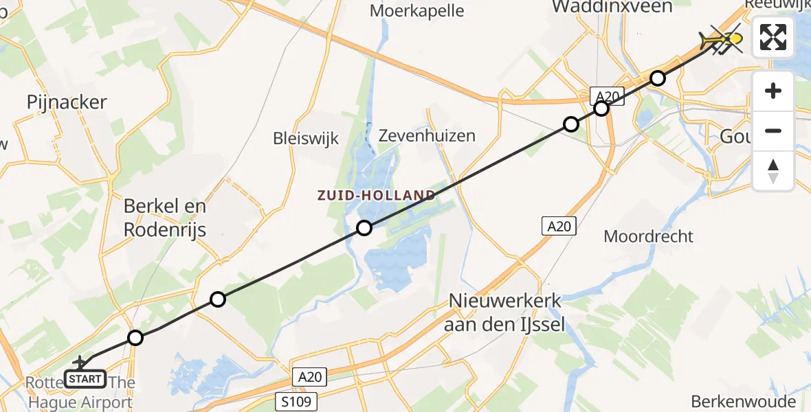 Routekaart van de vlucht: Lifeliner 2 naar Gouda, Bovendijk