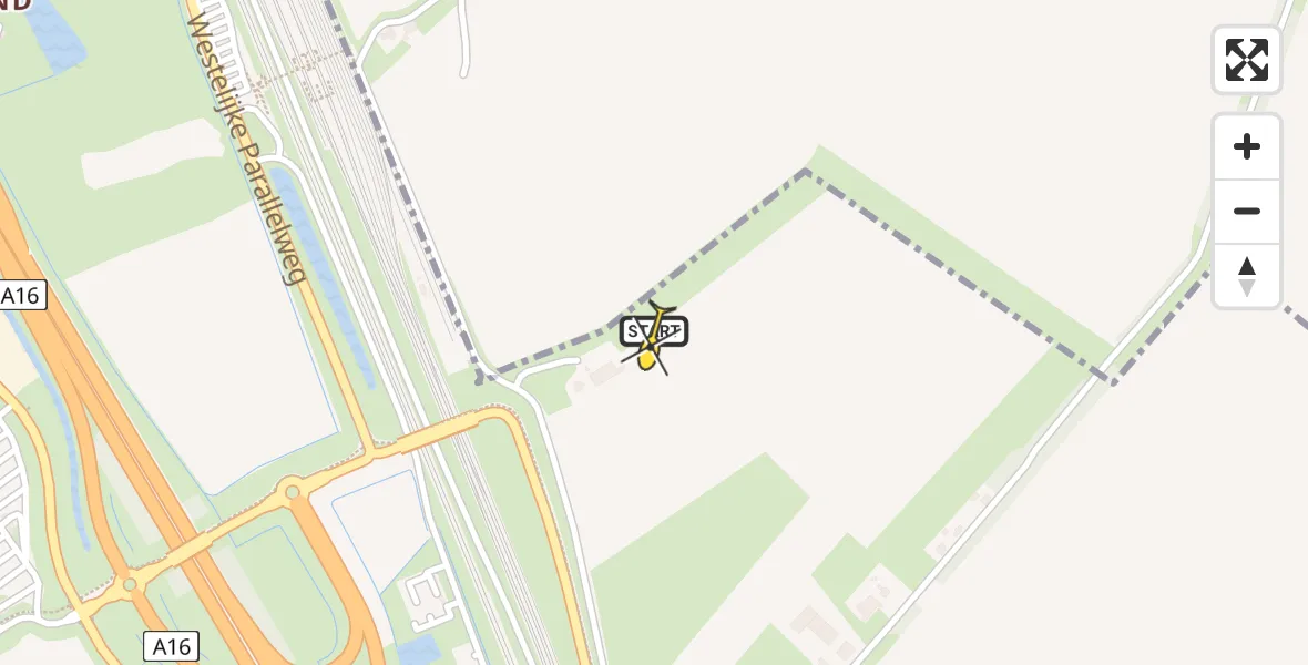 Routekaart van de vlucht: Lifeliner 2 naar Zevenbergschen Hoek, Bredaschedijk