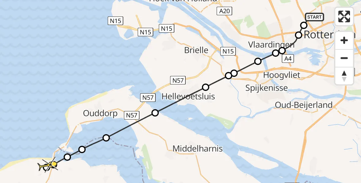 Routekaart van de vlucht: Lifeliner 2 naar Noordwelle, Zaventembaan