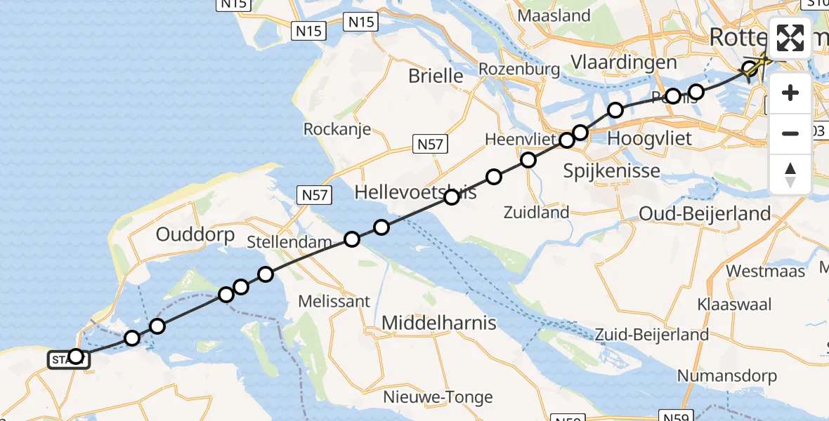 Routekaart van de vlucht: Lifeliner 2 naar Erasmus MC, Baken
