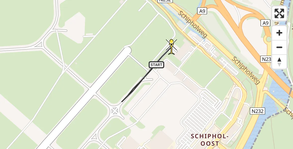 Vluchtroute Politiehelikopter van Schiphol naar Schiphol