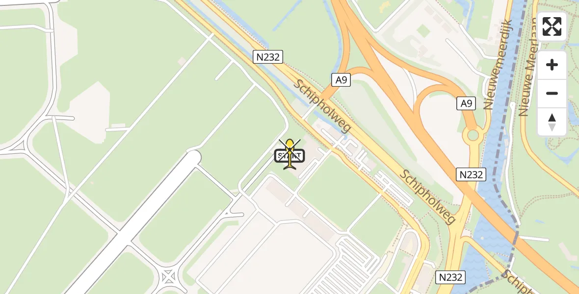 Vluchtroute Politiehelikopter van Schiphol naar Schiphol