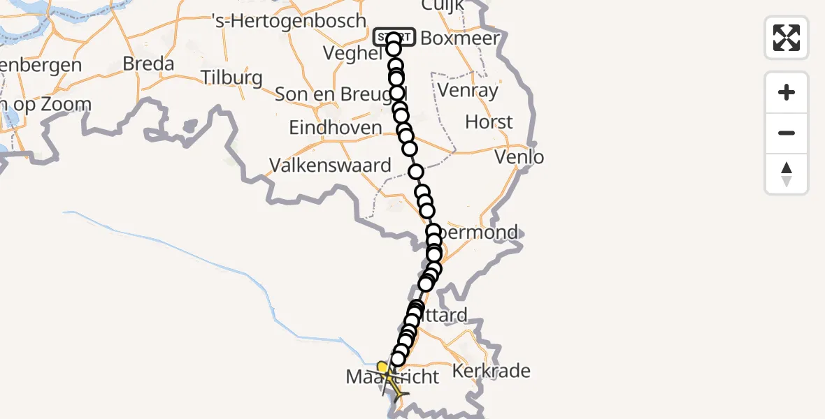 Routekaart van de vlucht: Politieheli naar Maastricht, Rechtestraat
