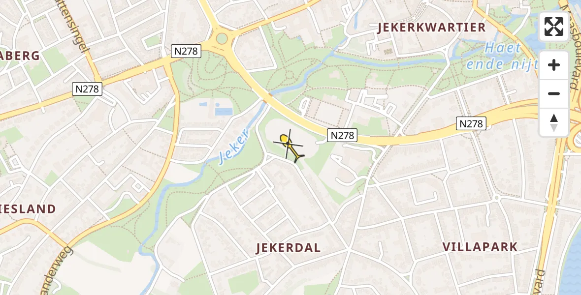 Routekaart van de vlucht: Politiehelikopter naar Maastricht