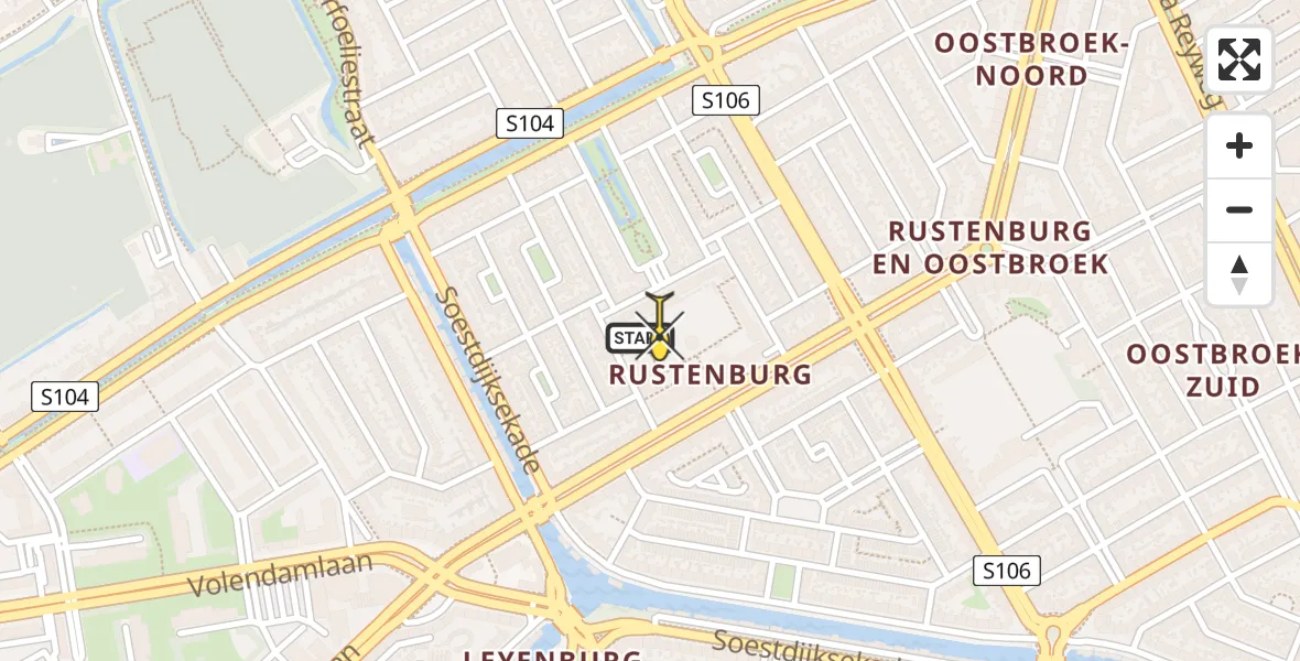 Routekaart van de vlucht: Lifeliner 2 naar Den Haag, Hilversumsestraat