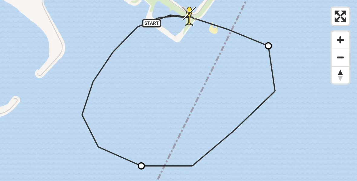 Routekaart van de vlucht: Kustwachthelikopter naar Vrouwenpolder, Faelweg