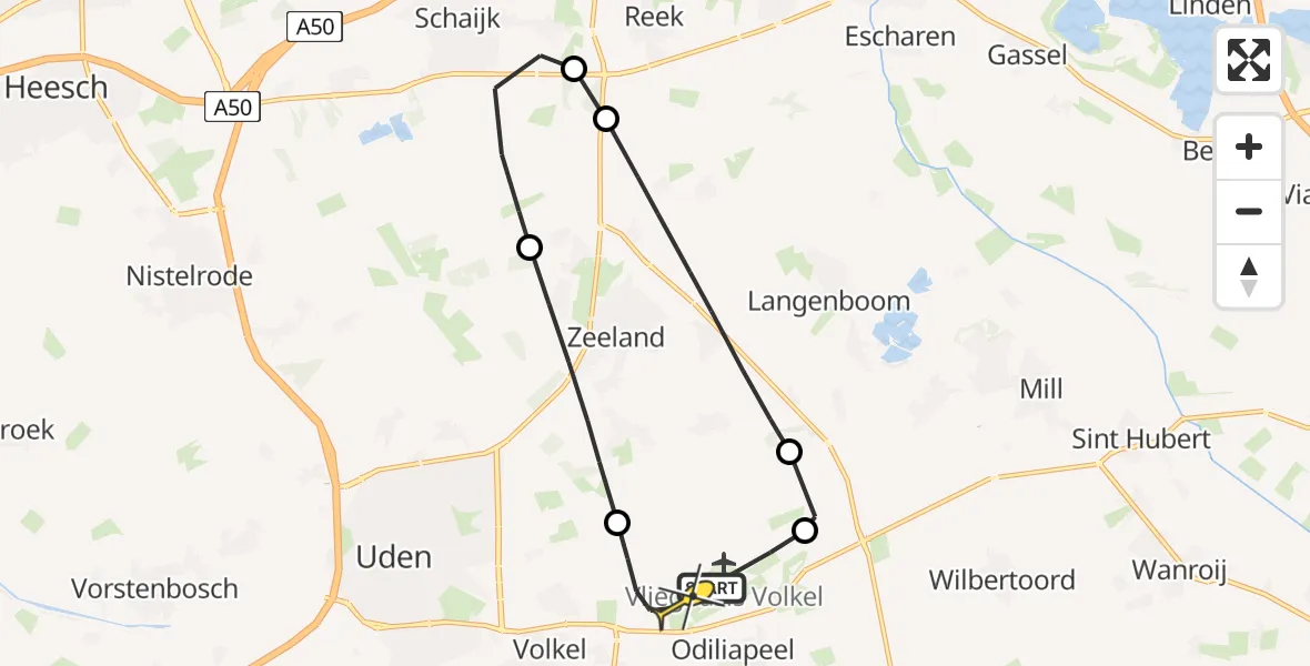 Routekaart van de vlucht: Lifeliner 3 naar Vliegbasis Volkel, Zeelandsedijk