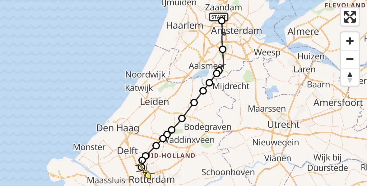 Routekaart van de vlucht: Lifeliner 2 naar Rotterdam The Hague Airport, Elbaweg