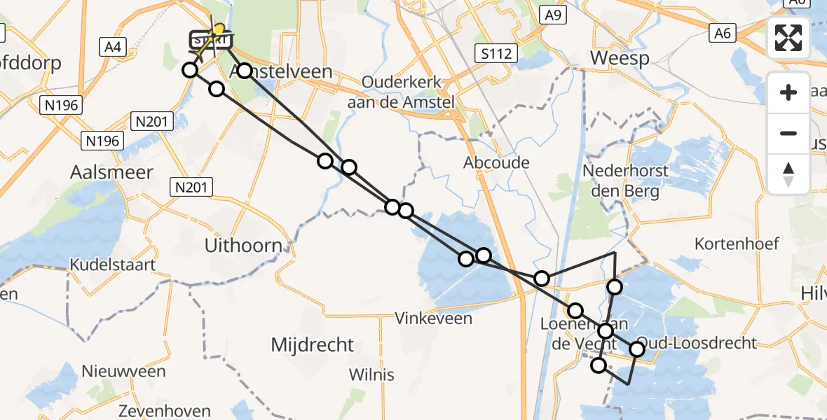 Vluchtroute Politiehelikopter van Schiphol naar Schiphol