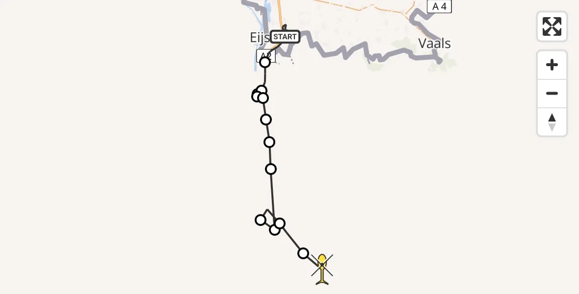 Routekaart van de vlucht: Politieheli naar Theux, Scheelbergsweg