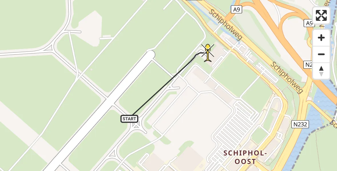 Routekaart van de vlucht: Politieheli naar Schiphol, Walaardt Sacréstraat