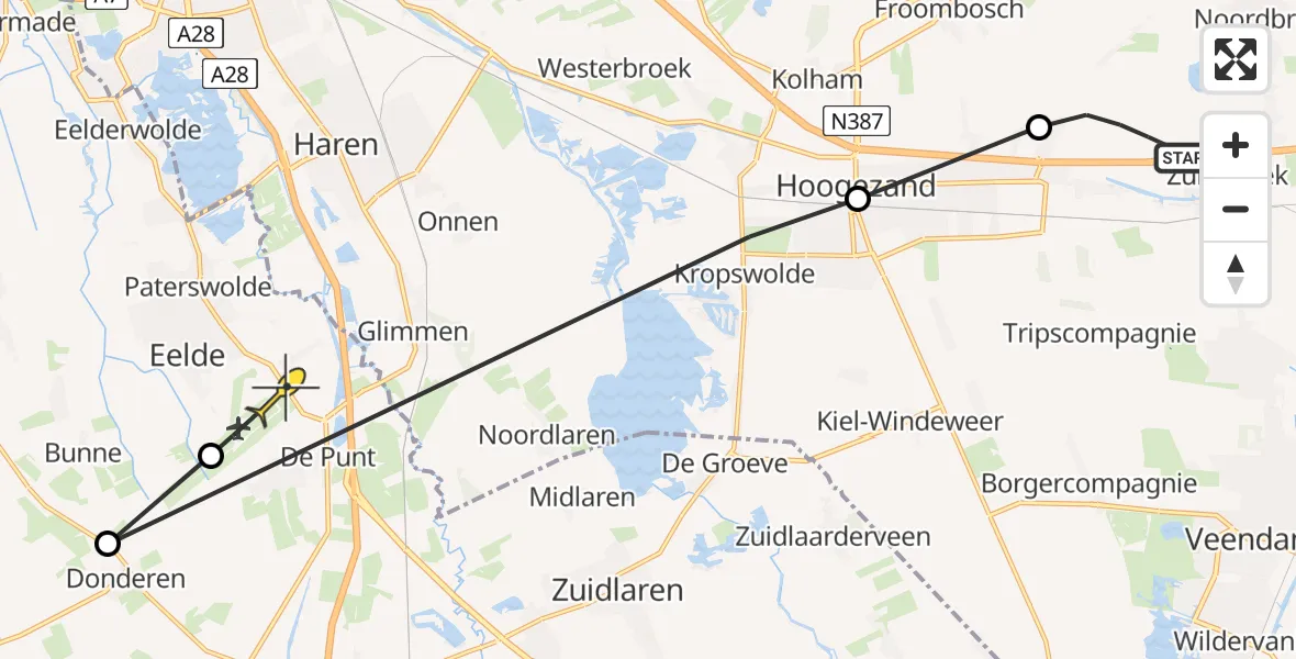 Routekaart van de vlucht: Lifeliner 4 naar Groningen Airport Eelde, Spitsbergen