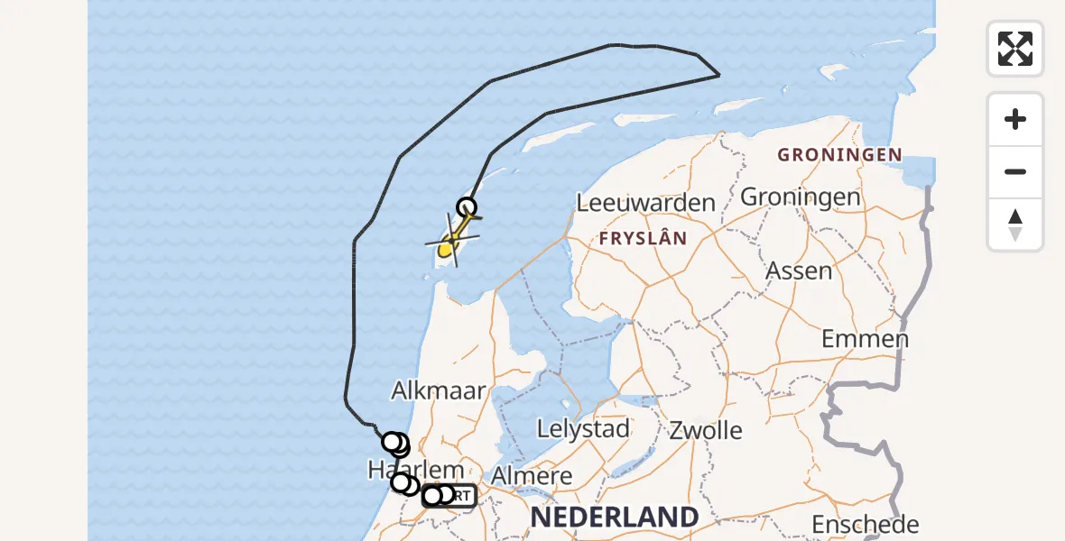 Routekaart van de vlucht: Politiehelikopter naar Texel International Airport, Ceintuurbaan