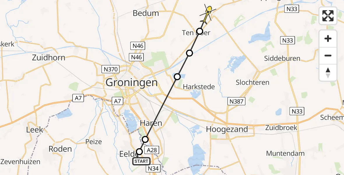 Routekaart van de vlucht: Lifeliner 4 naar Lellens, Langesteeg