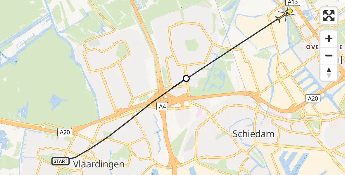 Routekaart van de vlucht: Lifeliner 2 naar Rotterdam The Hague Airport, Begraafplaats Emaus