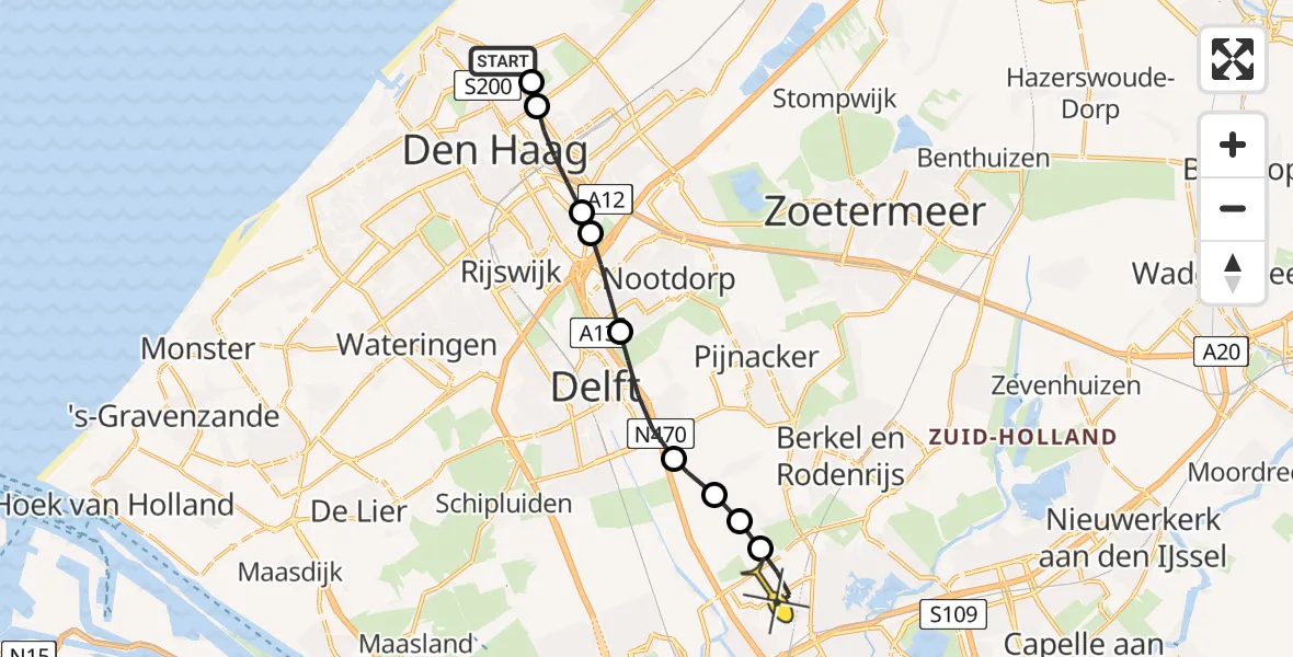 Routekaart van de vlucht: Lifeliner 2 naar Rotterdam The Hague Airport, Clingendaal
