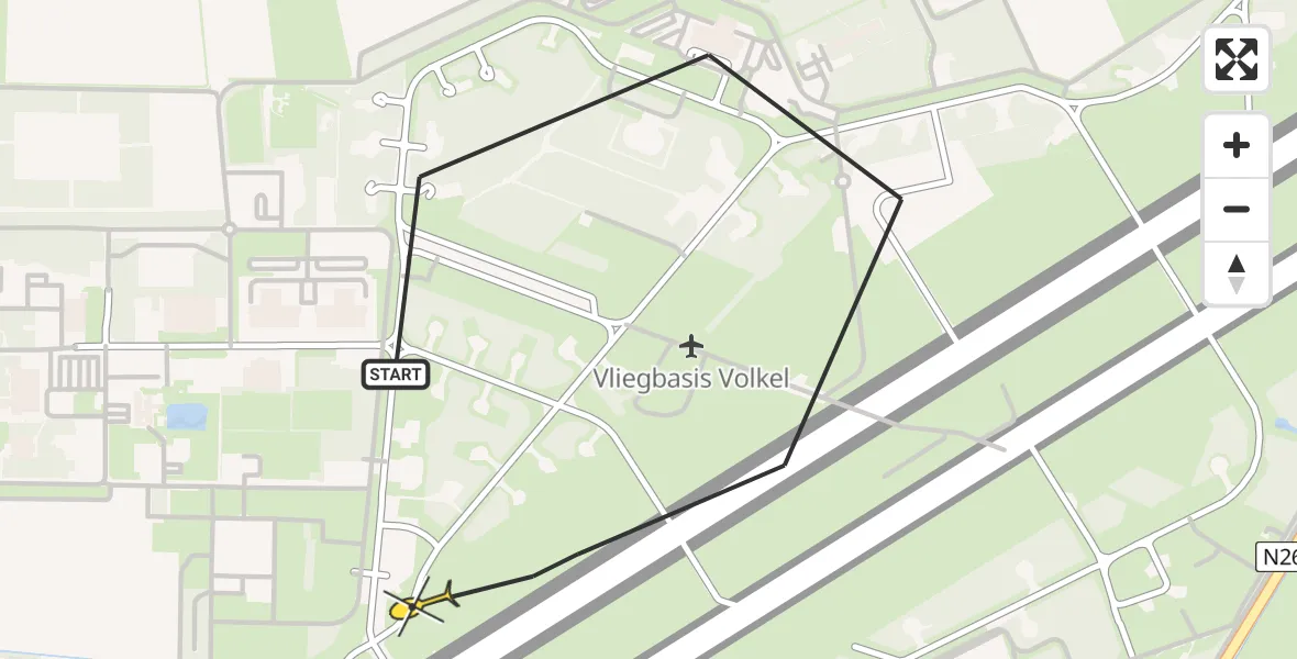 Routekaart van de vlucht: Lifeliner 3 naar Vliegbasis Volkel, Zeelandsedijk