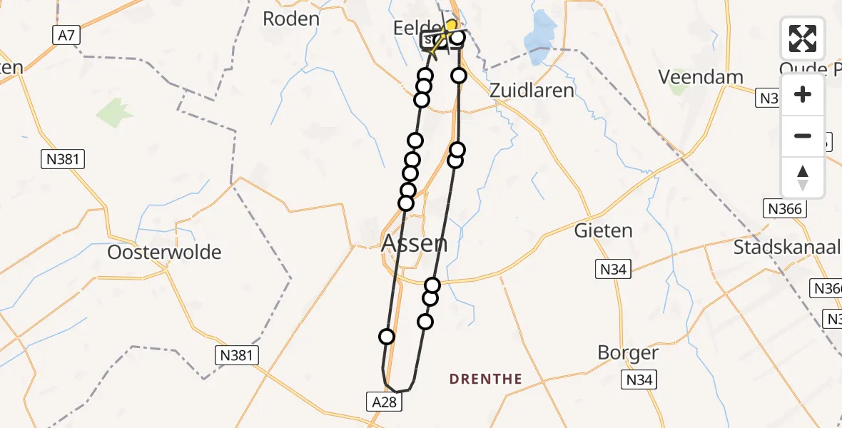 Routekaart van de vlucht: Lifeliner 4 naar Groningen Airport Eelde, Vissersweg