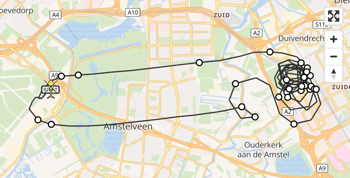 Vluchtroute Politiehelikopter van Schiphol naar Schiphol