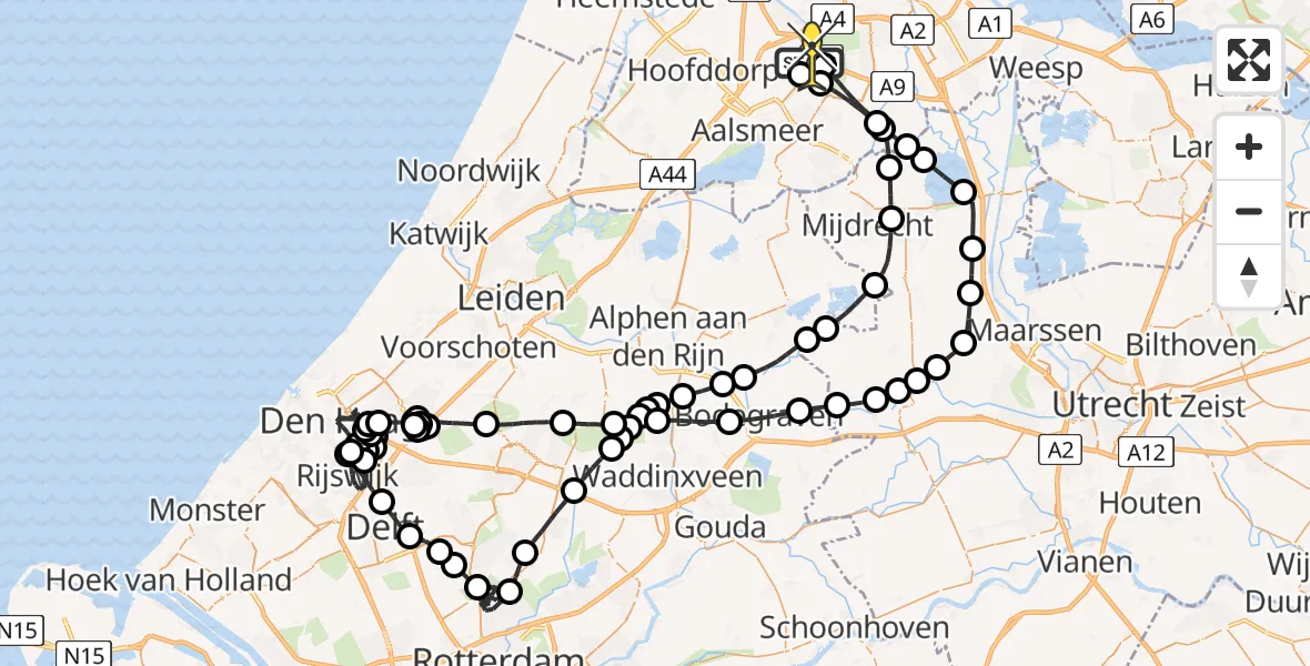Routekaart van de vlucht: Politiehelikopter naar Schiphol, Nieuwe Meerlaan