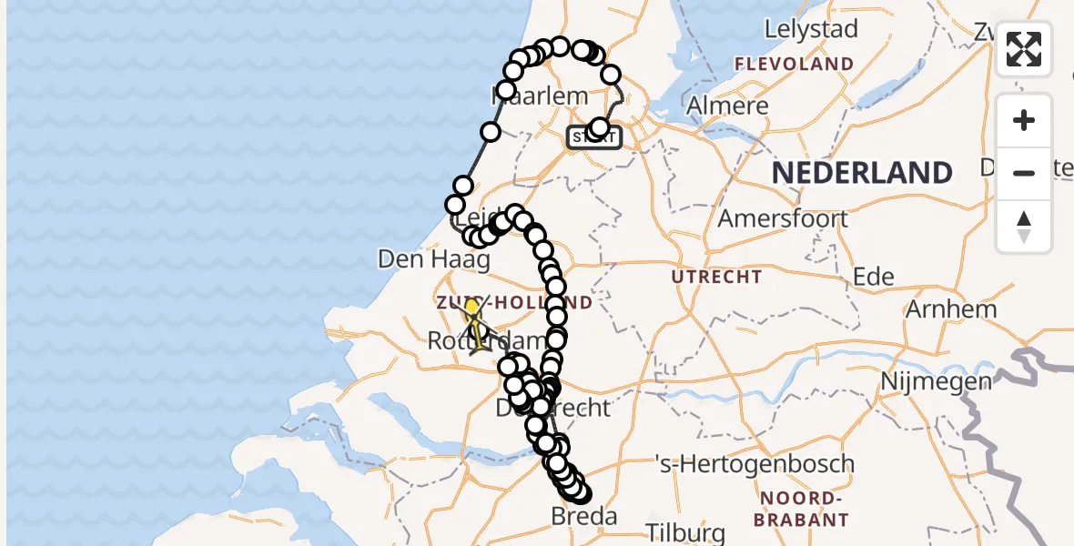 Routekaart van de vlucht: Politieheli naar Rotterdam The Hague Airport, Halim P.K. straat