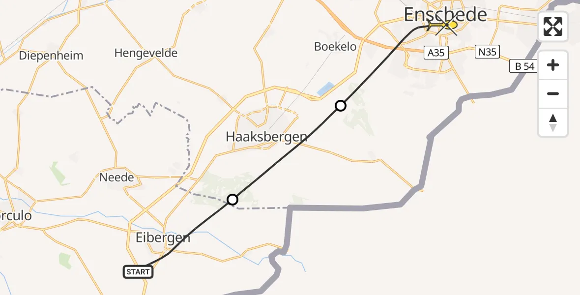 Routekaart van de vlucht: Lifeliner 3 naar Enschede, Groenloseweg