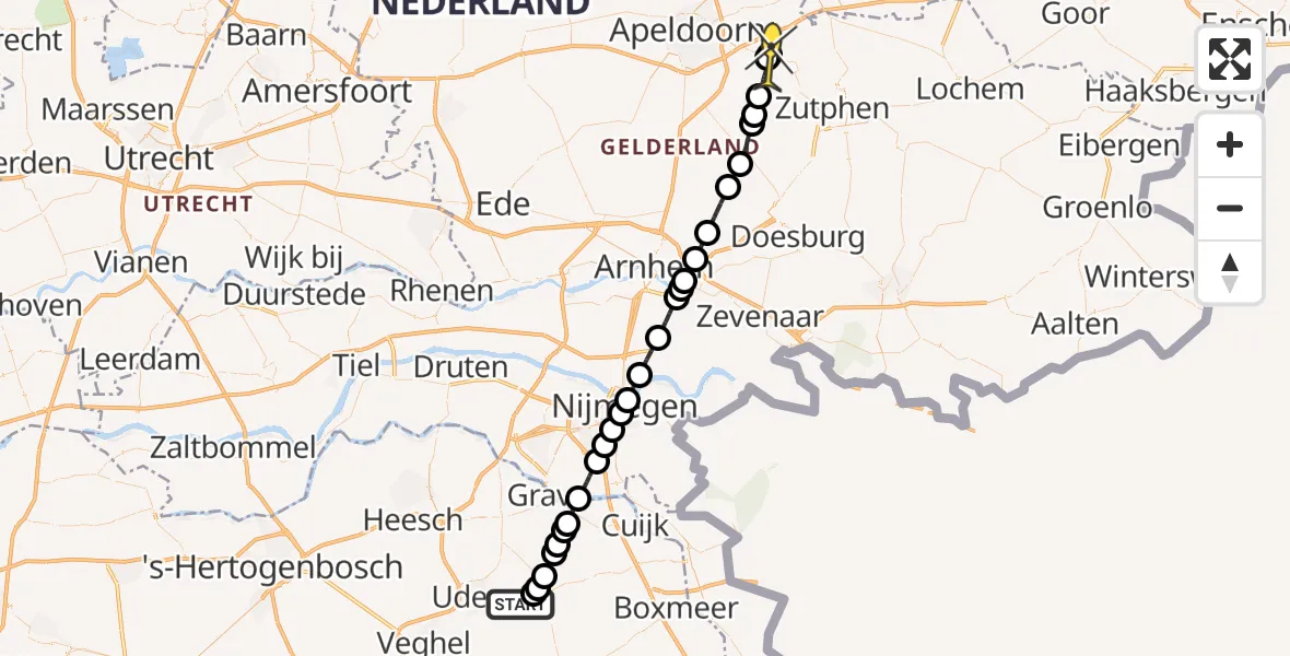 Routekaart van de vlucht: Lifeliner 3 naar Voorst, Zeelandsedijk