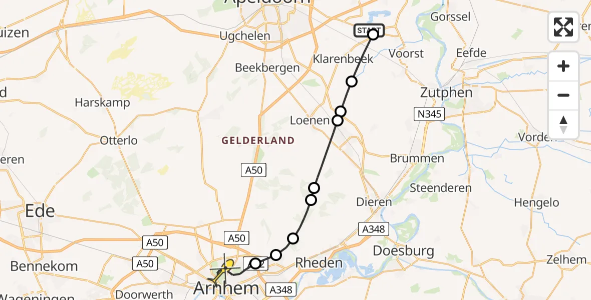 Routekaart van de vlucht: Lifeliner 3 naar Arnhem, Lange Struikenveenweg