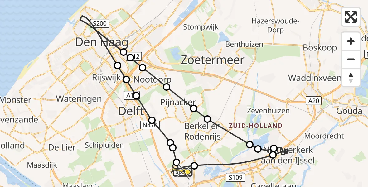 Routekaart van de vlucht: Lifeliner 2 naar Rotterdam The Hague Airport, Bovendijk