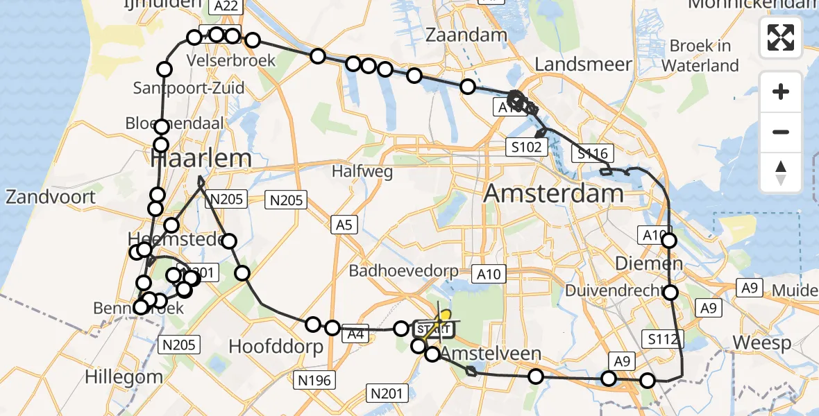 Vluchtroute Politiehelikopter van Schiphol naar Schiphol