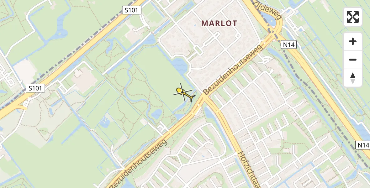 Routekaart van de vlucht: Lifeliner 2 naar Den Haag